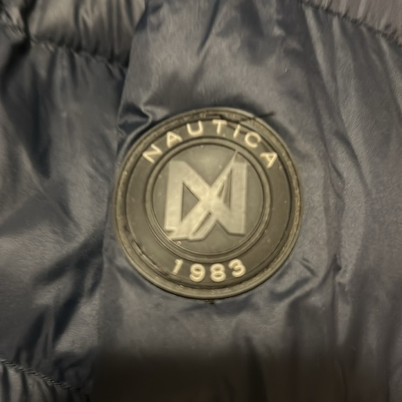 Nautica Blue Puffer Jacket Quilted Design High Collar - Picture 5 of 10